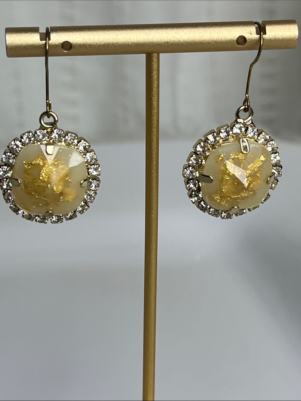 Yellow Crystal-Trim Drop Earrings — Gold-Tone Accent - Picture 5 of 5